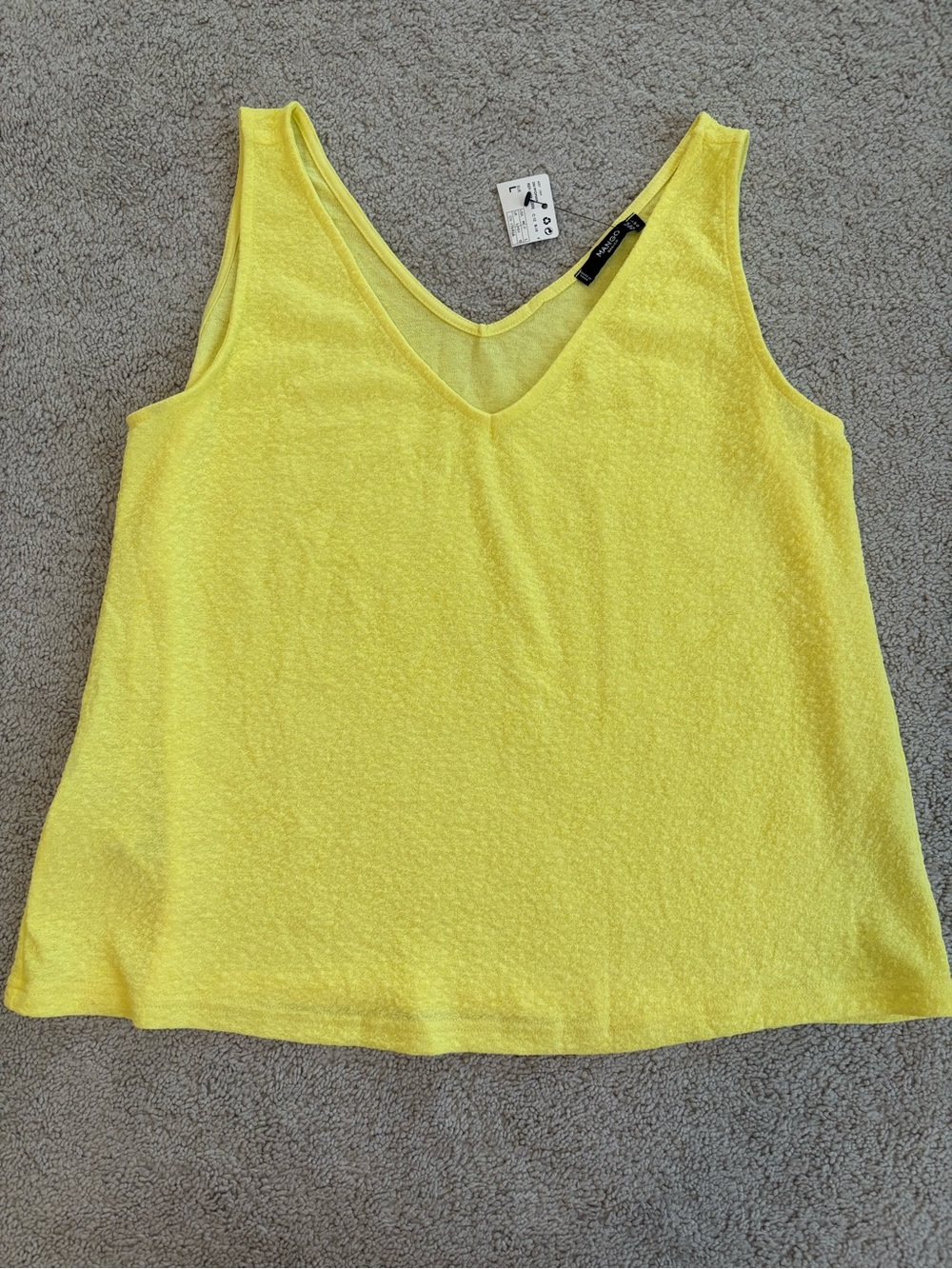 Mango Bright Yellow V-Neck Tank Top, Women’s Medium, NWT